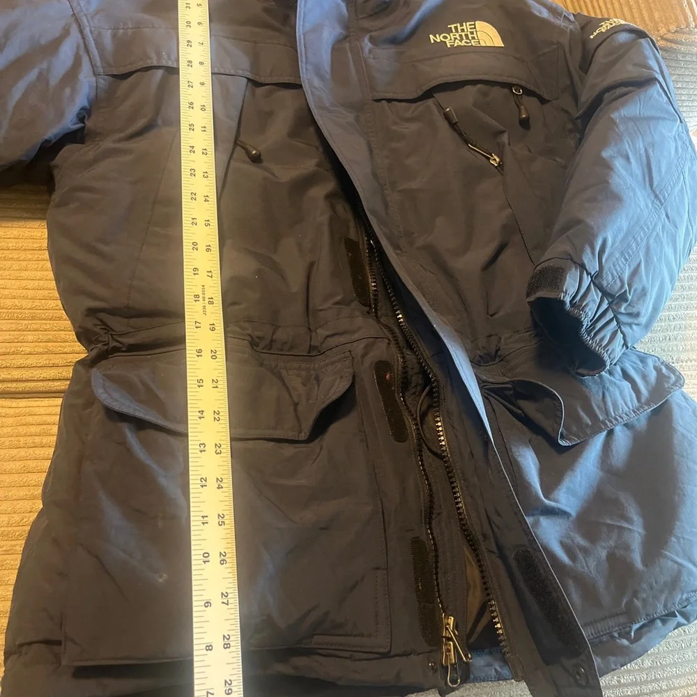 The North Face Coat Mens Small Hommes Petits Navy Goose Down Hooded Parka